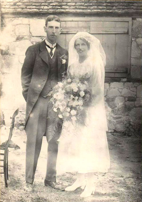 Stewart Child and Rosalie Barton at their wedding on 21st August 1916.