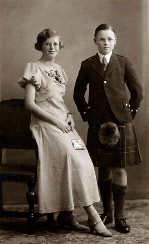 Mary and David Silvester dressed for a school dance about 1935