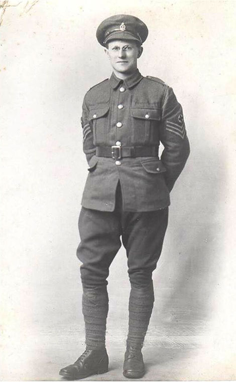 Alfred in his uniform as a Sergeant in the Royal Army Medical Corps