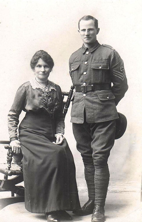 Alfred in uniform with his mother, Emma Quinton/Barton
