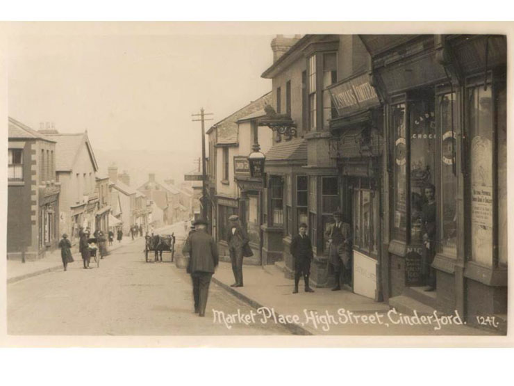 Cinderford Market Place, High Street – a postcard of perhaps around 1920