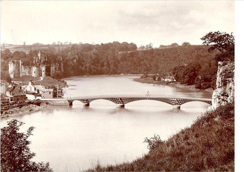 Chepstow bridge from the cliffs – a large print from perhaps 1900-10