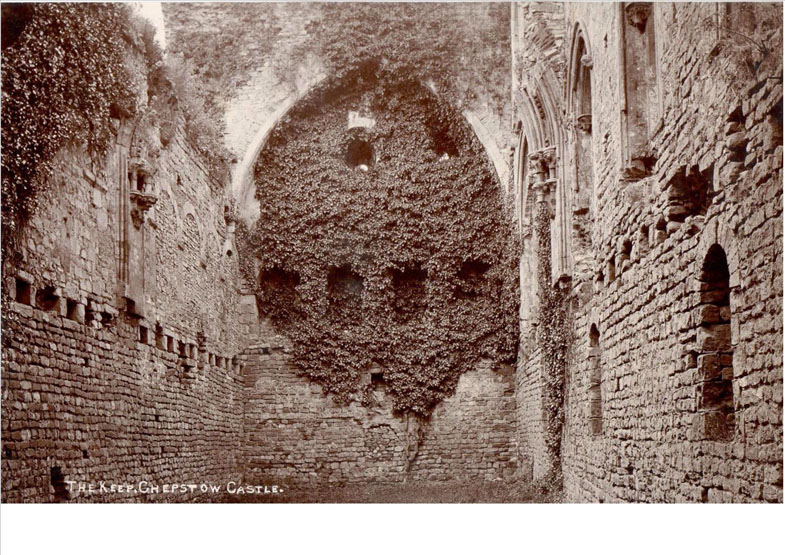 Chepstow Castle -  a large postcard of the interior of the keep, perhaps taken 1900-10 