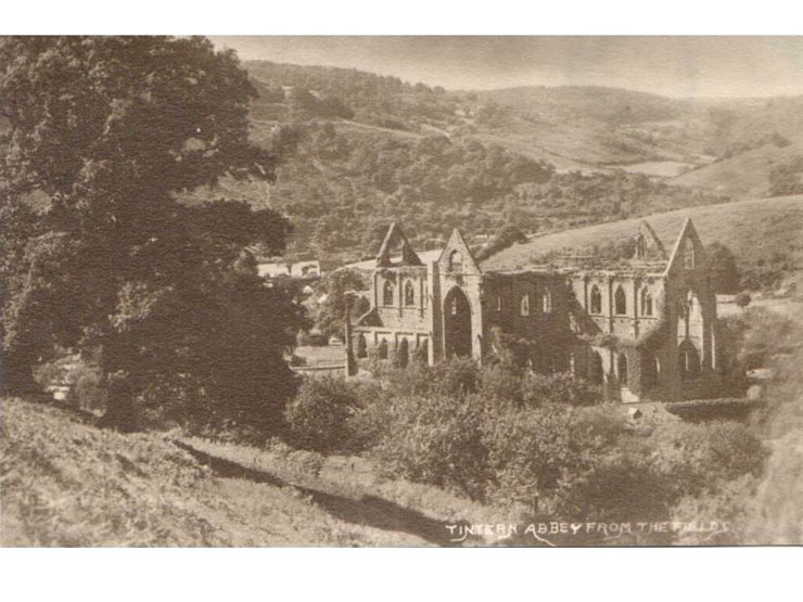 Tintern Abbey – a view ‘from the fields’ taken from a postcard of perhaps the 1920s
