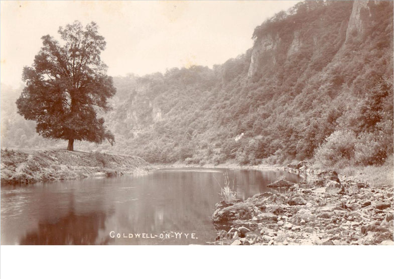 Coldwell on Wye – a view of the river on a large postcard, perhaps taken 1900-10