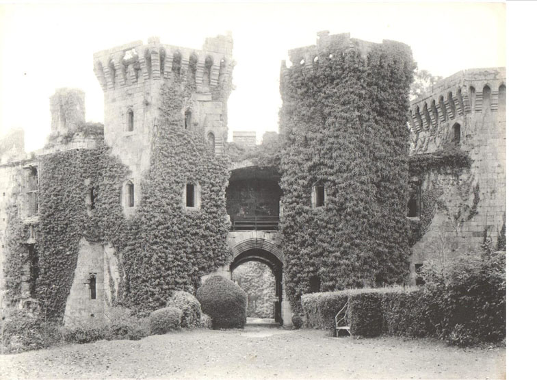 Raglan Castle – the main gatehouse in a large print from perhaps 1900-10