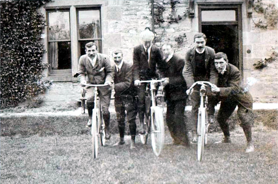 A group play with bicycles
