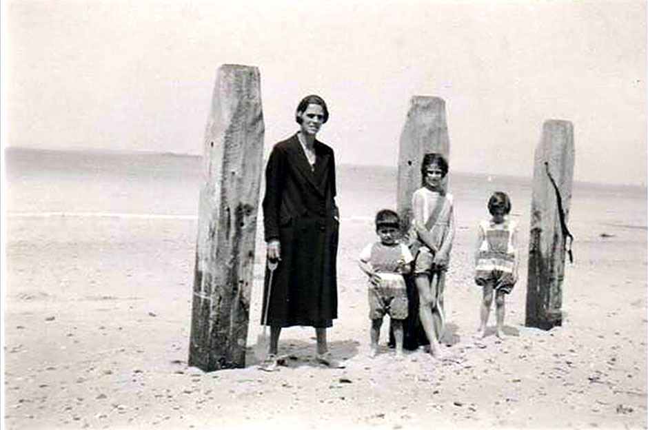 An artistic holiday shot with the children, about 1932.