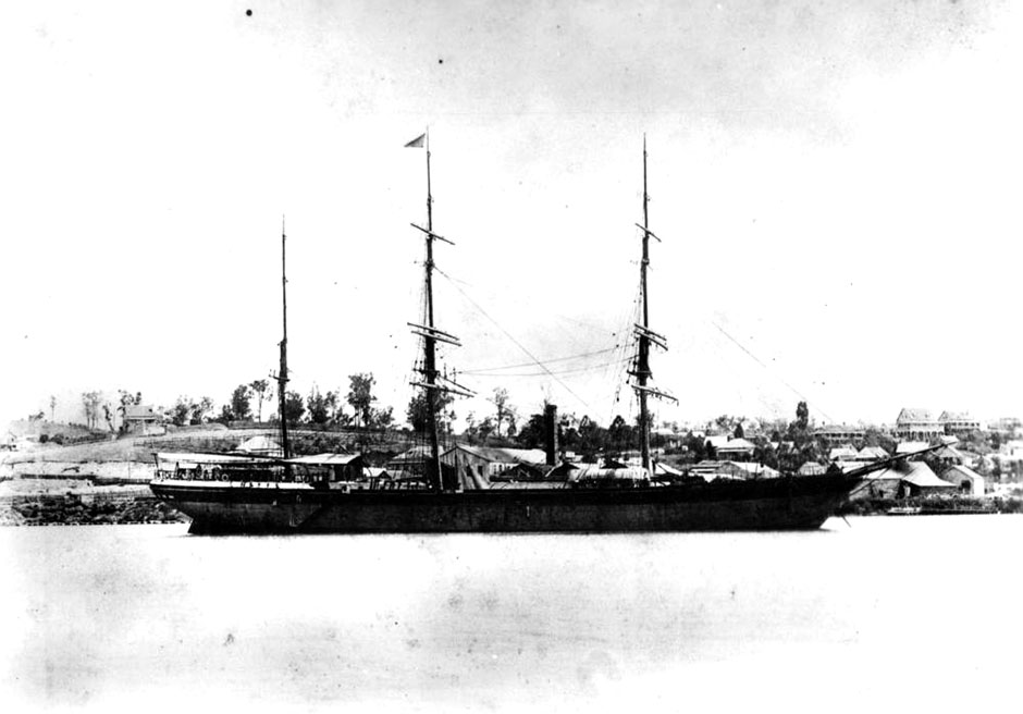 The barque Ramsey, on which Richard travelled to Australia between September 1879 and January 1880